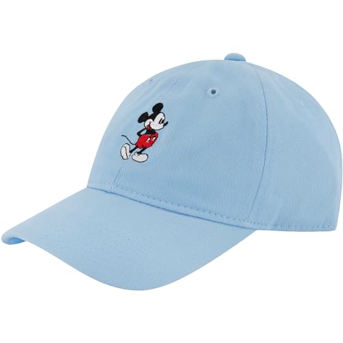 Concept One Unisex-Erwachsene Disney Mickey Mouse bestickte Baumwolle, verstellbar, mit gebogener Krempe Baseballkappe, Hell, blau, Einheitsgröße von Concept One