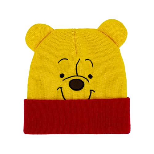 Concept One Unisex-Erwachsene Disney Winnie The Pooh, Winter Knit Cap with Cuff and 3D Ears Beanie-Mütze, Rote Manschette, Einheitsgröße von Concept One