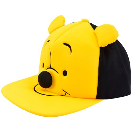 Concept One Unisex-Erwachsene Disney Winnie The Pooh Baseball Cap, Adult Snapback Hat with Flat Brim 3D Nose and Ears Baseballkappe, Gelb/Schwarz, Einheitsgre von Concept One