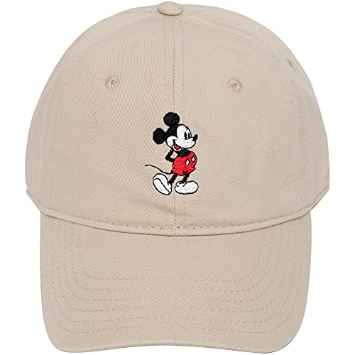 Concept One Unisex-Erwachsene Disney's Mickey Mouse Mütze Bestickt, Baumwolle, verstellbar, mit gebogener Krempe Baseballkappe, Khaki, Einheitsgröße von Concept One