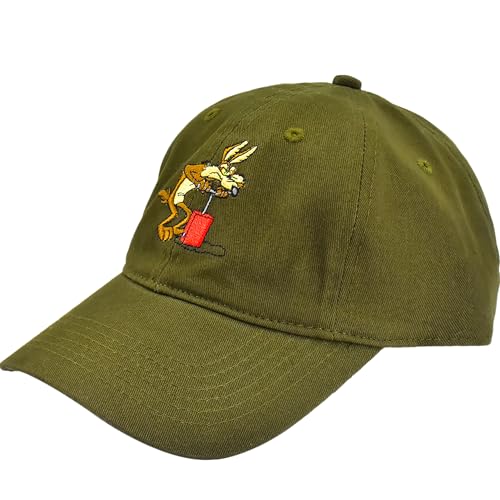 Concept One Unisex-Erwachsene Looney Tunes Dad Hat, Wile E. Coyote and Road Runner Adult Cotton Baseball Cap with Curved Brim Baseballkappe, Oliv/Blatt für Mich (Leaf It to Me), Einheitsgröße von Concept One