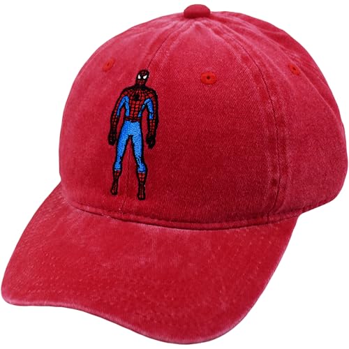 Concept One Unisex-Erwachsene Marvel Spider-Man Dad Hat, Cotton Washed Adjustable Baseball Cap with Curved Brim Baseballkappe, Rot/Ausflug, einfarbig (Getaway Solids), Einheitsgre von Concept One