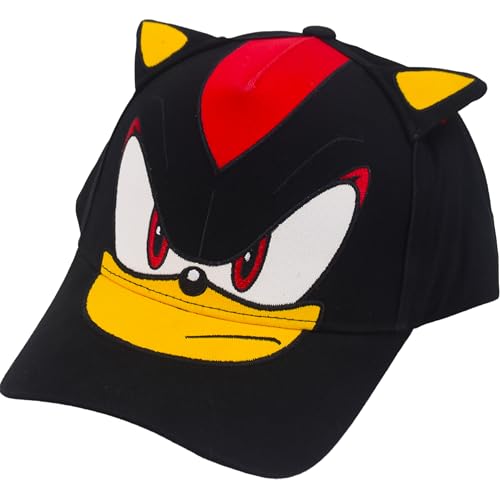 Concept One Unisex-Erwachsene Shadow The Hedgehog Baseball Cap, Adult Sonic Adjustable Snapback Hat with 3D Ears and Curved Brim Baseballkappe, Schwarz, Einheitsgröße von Concept One