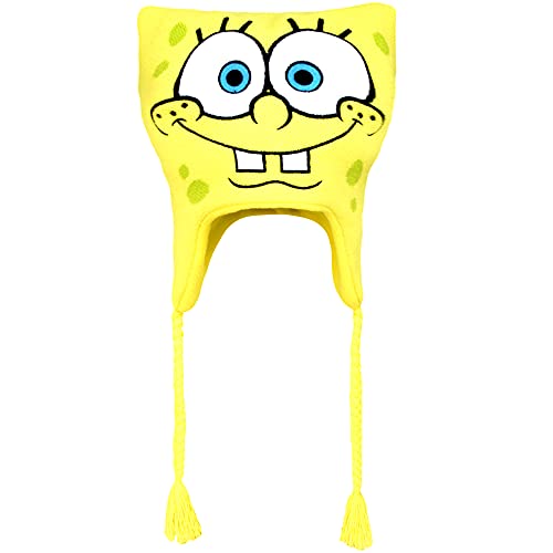 Concept One Unisex-Erwachsene Spongebob Schwammkopf, peruanisches Strick-Acryl Quasten Beanie-Mütze, gelb, Einheitsgröße von Concept One