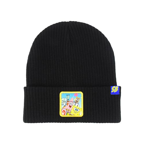Concept One Uni-Erwachsene Spongebob Squarepants, Ribbed Winter Knit Cap with Group Picture and Cuff Beanie-Mütze, Schwarz, Einheitsgröße von Concept One