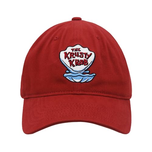 Concept One Unisex-Erwachsene Spongebob Squarepants Dad Hat, Krusty Krab Adjustable Baseball Cap with Curved Brim Baseballkappe, Rot/Ausflug, einfarbig (Getaway Solids), Einheitsgre von Concept One