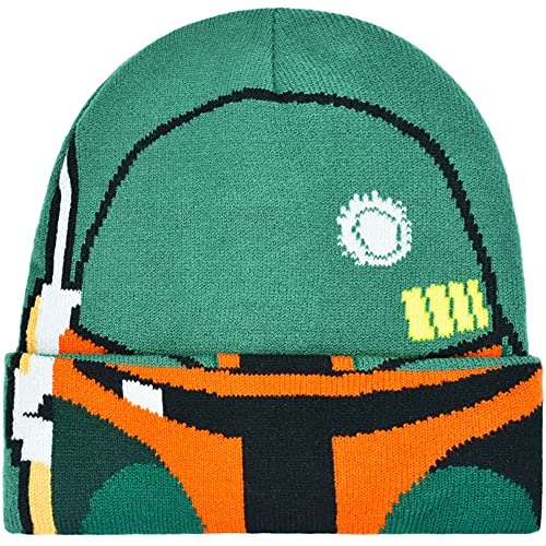 Concept One Unisex-Erwachsene Star Wars Boba Fett Intarsia Roll Down Cuff Mütze Beanie-Mtze, Grün, Einheitsgröße von Concept One