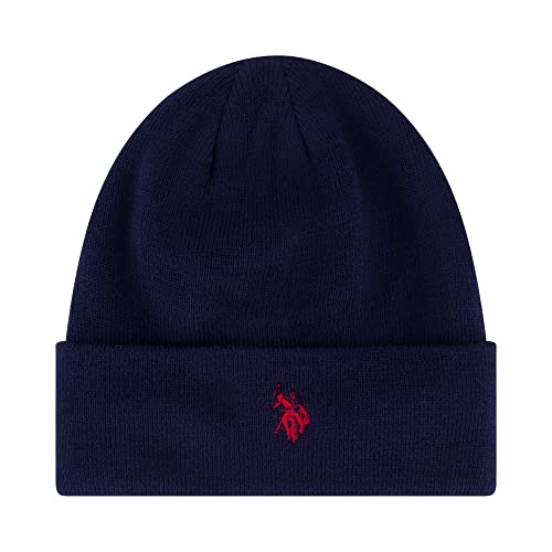 U.S. Polo Assn. Unisex-Erwachsene, gestrickte Wintermütze mit schwarzem Sherpa-Futter Beanie-Mütze, Marineblau, Einheitsgröße von U.S. Polo Assn.