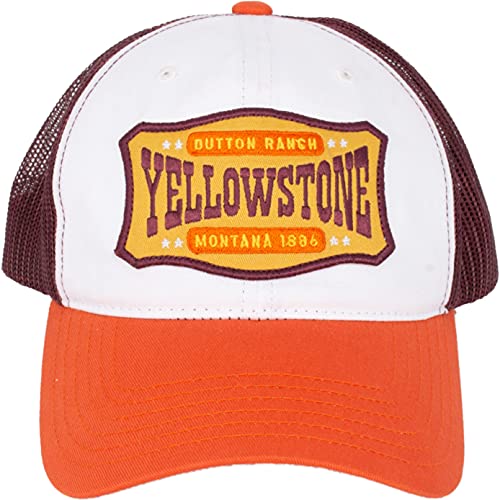 Concept One Unisex-Erwachsene Yellowstone Trucker Hat, Mesh Adjustable Snapback Baseball Cap with Curved Brim Baseballkappe, Orange/Abendrot im Zickzackmuster (Sunset Chevron), Einheitsgre von Concept One