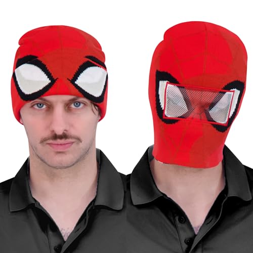 Concept One Unisex Marvel Spider-Man Miles Morales Roll Down Cuff Strickmütze Winter Skull Cap Beanie-Mütze, rot, Einheitsgröße von Concept One