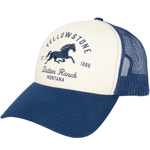 Concept One Unisex Yellowstone Trucker Hat, Mesh Adjustable Snapback Baseball Cap with Curved Brim Baseballkappe, Marineblau, Einheitsgröße von Concept One