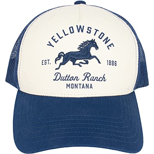 Concept One Yellowstone Dutton Ranch Montana Adjustable Snapback Mesh Mens Baseball Hat with Curved Brim, Navy, One Size von Concept One