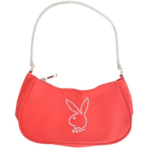 Playboy Umhängetasche Damen Geldbörse Handtasche mit Strass Tragegurt und Bunny Logo Rot, Rot/Ausflug, einfarbig (Getaway Solids) von Concept One