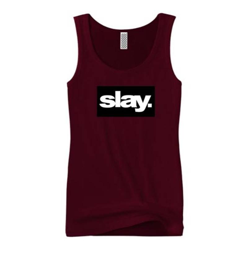 Damen Moderne Mode Tank Tops "Slay." Ultra Grafik, Urbanen Slang, Trendige T-Shirts | Größe Sm-3x von ConcreteRepublicNYC