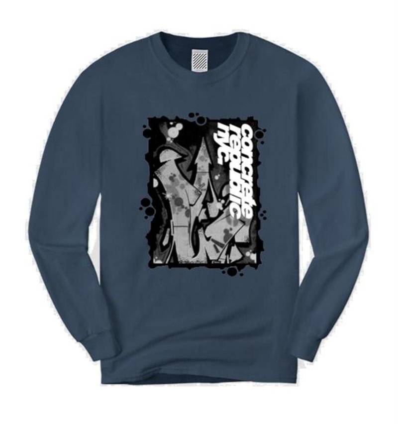 Herren Langarm Graffiti/Hip-Hop-T-Shirt, "Nuclear Fusion' Graffiti-Grafik | Größen Sm-4xl von ConcreteRepublicNYC