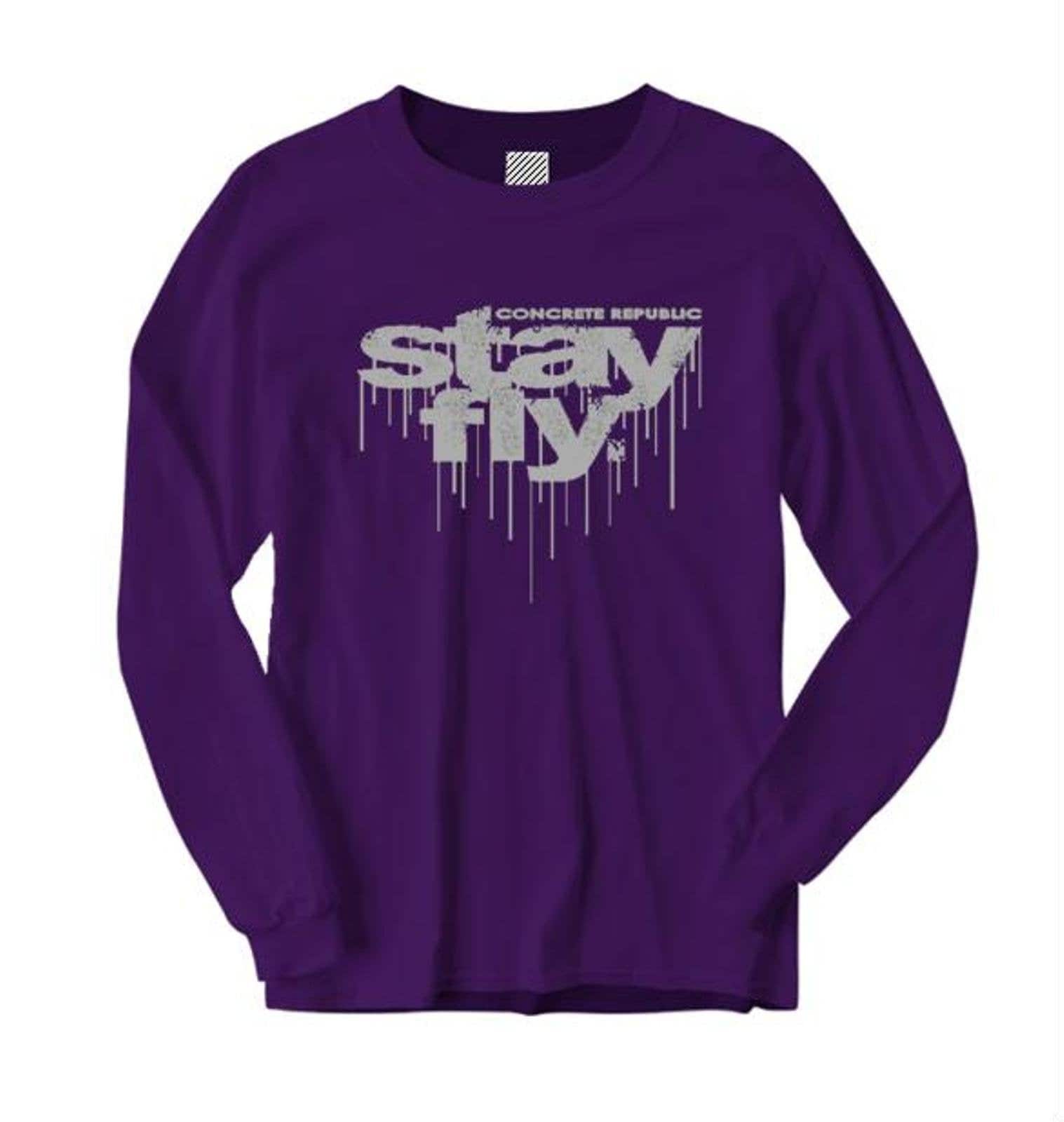 Herren Langarm "Stay Fly' Tropfende Tinte Graffiti Tag/Hip Hop Stil Grafik T-Shirt | Größe Sm-4xl von ConcreteRepublicNYC