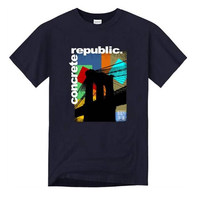 Mens Brooklyn Bridge Grafik-Crew Hals T-Shirt "Pop Life" Wandbild-Grafik | Größen Sm-4xl von ConcreteRepublicNYC