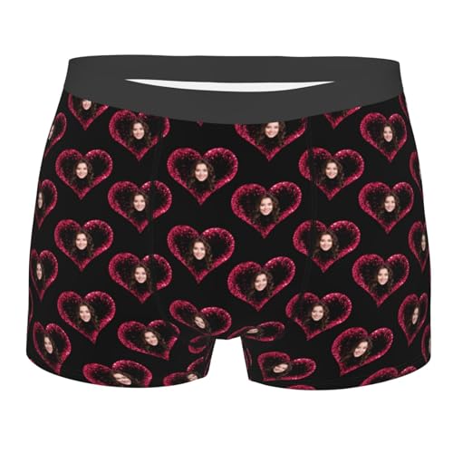 Condlin Personalisierte Liebes-Herz-Boxershorts für Männer, Freund, Ehemann, individuelle Foto-Shorts, Freundin, Ehefrau, Gesicht, Unterhose, Valentinstag, lustige, hässliche Boxershorts von Condlin