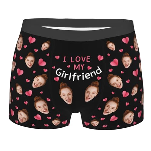 I Love My Girlfriend personalisierte Boxershorts für Männer individuelle Boxershorts mit dem Gesicht der Freundin lustige Kiss Me Unterwäsche neuartige Ugly Chicken Boxershorts für Freund und Ehemann von Condlin