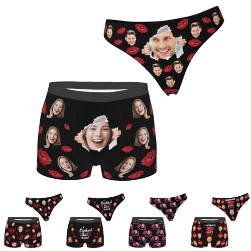 Ich Habe es geleckt, damit es Meine Unterwäsche personalisierte Paare Gesicht Boxer Slips Heart Kiss Unterhose Custom Photo Coule Slips Slips Lustige Neuheit Ugly SLY Slips für Ehemann Ehefrau von Condlin