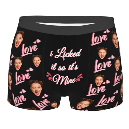 Ich habe es geleckt also gehört es mir. Personalisierte Boxershorts für Männer. Individuelle Boxershorts mit dem Gesicht der Frau. Valentinstag Küss mich Foto einer Boxershorts mit Huhn Herzshorts von Condlin