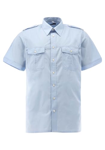 Condor Herren Kurzarm Pilotenhemd mit abnehmbaren Schulterklappen Izebo, Größe:35/36, Farbe:hellblau/bleu von Condor