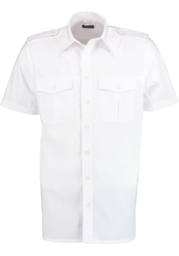 Condor Herren Kurzarm Pilotenhemd mit abnehmbaren Schulterklappen Izebo, Größe:49/50, Farbe:weiß von Condor