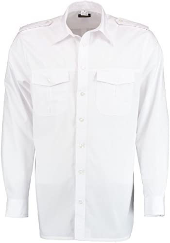 Condor Herren Langarm Pilotenhemd mit abnehmbaren Schulterklappen Koweo, Größe:41/42, Farbe:weiß von Condor