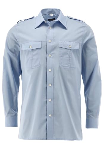 Condor Herren Langarm Pilotenhemd mit abnehmbaren Schulterklappen Koweo, Größe:53/54, Farbe:hellblau/bleu von Condor