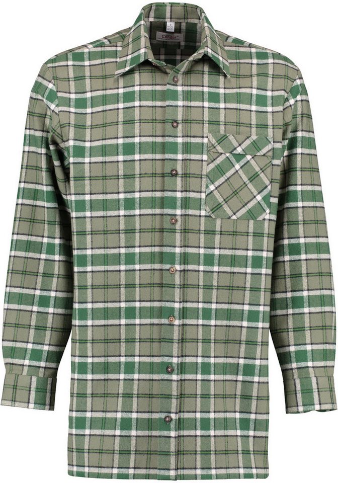 Condor Langarmhemd Iqovap 90cm langes Herren Schwerflanell Langarmhemd mit Brusttasche von Condor