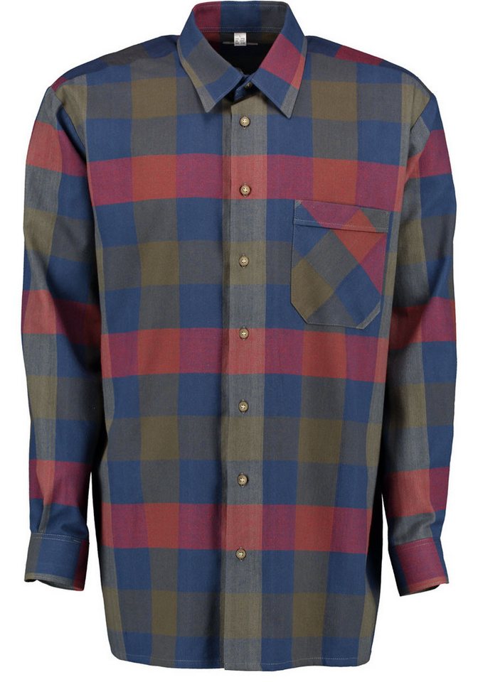 Condor Langarmhemd Ukomy 90cm langes Herren Flanell Langarmhemd mit aufgesetzter Brusttasche von Condor