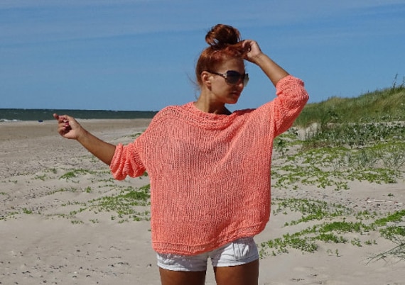 Boho Beach Vibes Pullover, Lockerer Übergroßer Slouchy Locker Passender Sommerpullover, Strick Mesh Top Made To Order Boho Beach Vibes Pullover, Lockerer Übergroßer Slouchy Locker Passender Sommerpullover, Strick Mesh Top Made To Order von ConekkosStudio