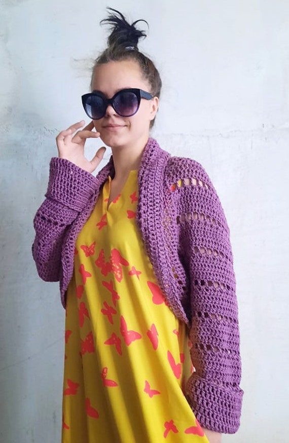 Hand Gehäkelte Offene Front Alte Rosa Shrug Eco Baumwolle Sommer Strand Vertuschen Boho Mesh Jacke Schiere Lose Passt Bolero Behälter Auf von ConekkosStudio