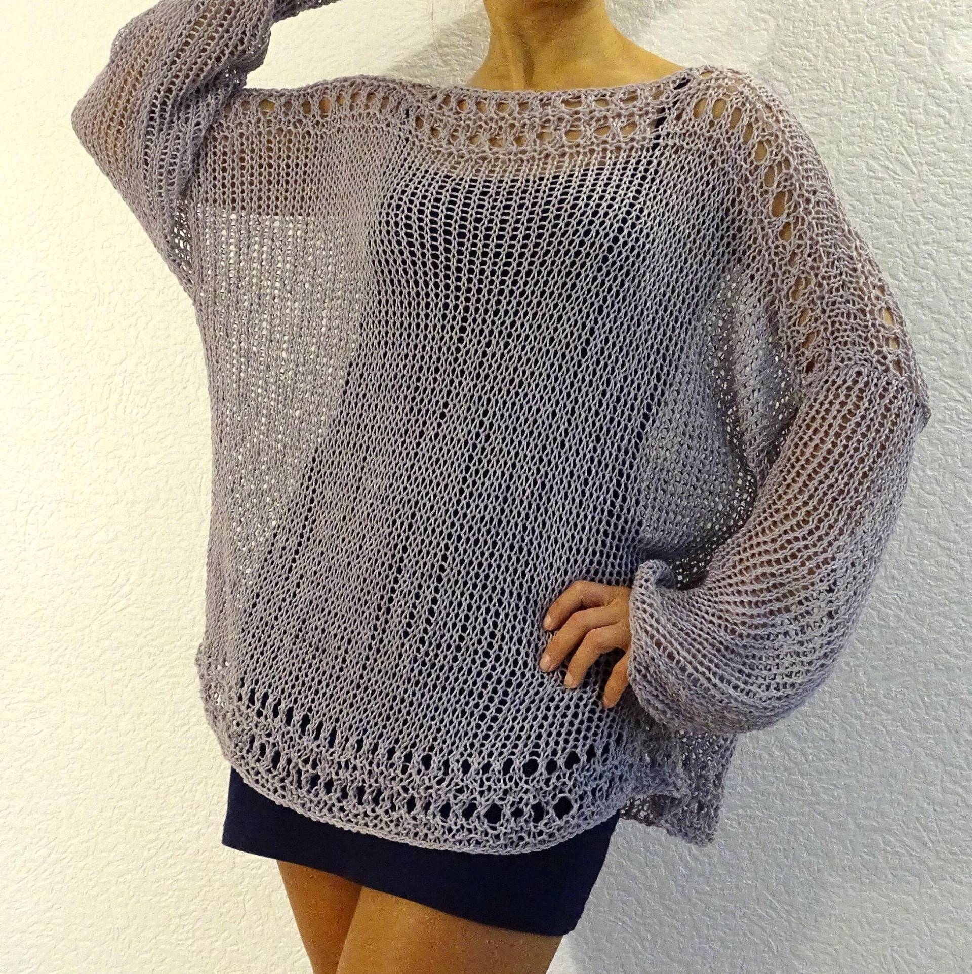 Handgestrickter Baumwollpullover Lockerer Strickmesh Pullover Slouchy Passt Übergroße Boho Sommerpullover Leichte Strandabdeckung Bis Made To Order Handgestrickter Baumwollpullover Lockerer Strickmesh Pullover Slouchy Passt Übergroße Boho Sommerpullover Leichte Strandabdeckung Bis Made To Order von ConekkosStudio