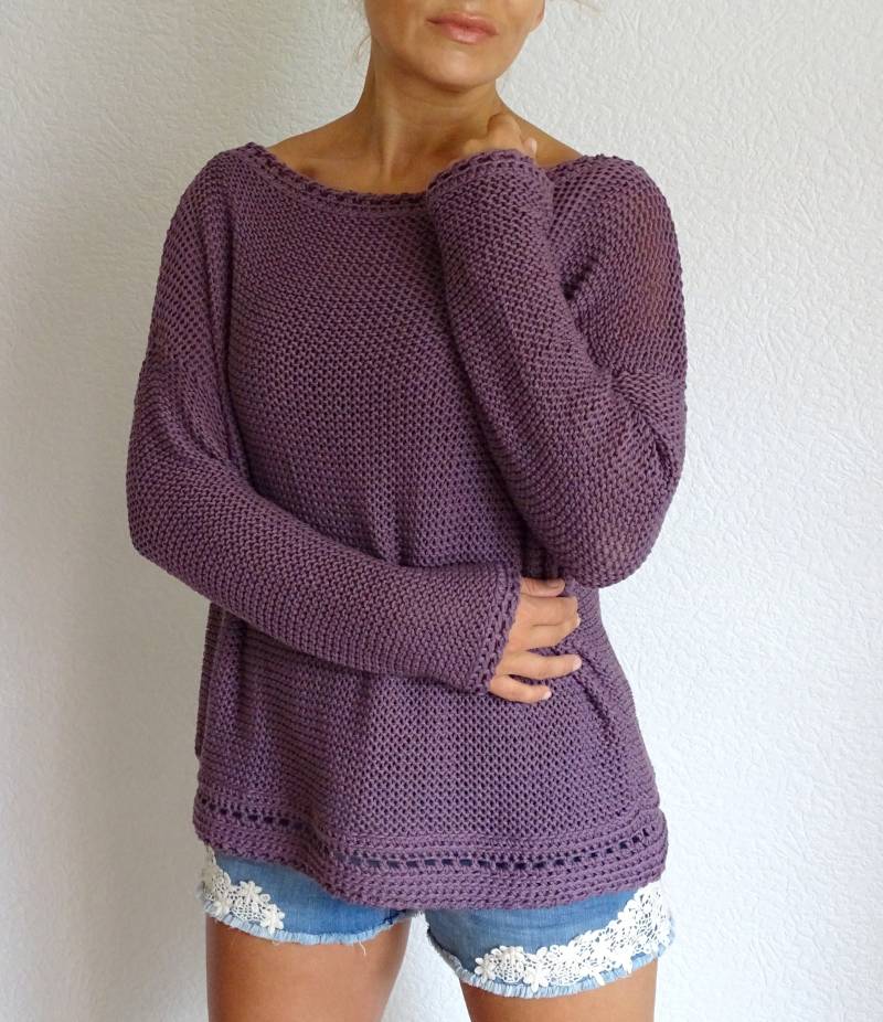 Süßer Trauben-Strickpullover, Strickpullover Im Minimal-Oversize-Stil, Lockere Passform, Damenpullover, Strick-Sommer-Baumwollpullover, Made To Order von ConekkosStudio
