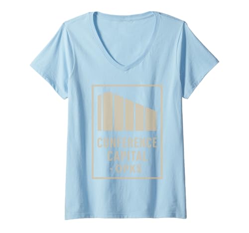 Damen Conference Capital Shirt OPKS Modern Business Graphic T-Shirt mit V-Ausschnitt von Conference Capital Tee Shirts for Overland Park