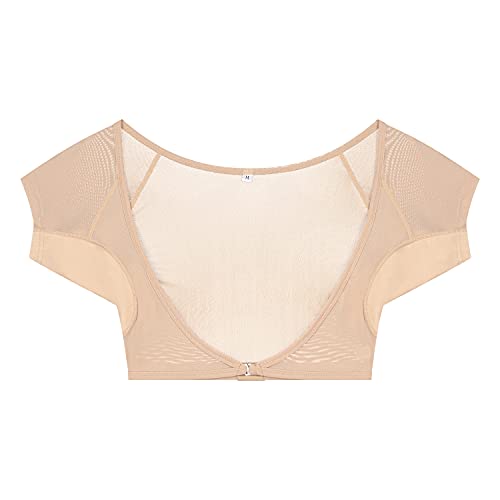 Confidenceforall® | Anti Schweiß DryDress Top Damen | Keine Schweißflecken | Bambus Unterwäsche & Silberionen | Sportshirt Damen mit Anti Schweiß Unterhemd für Sommer & Winter | Beige Größe XL von Confidenceforall