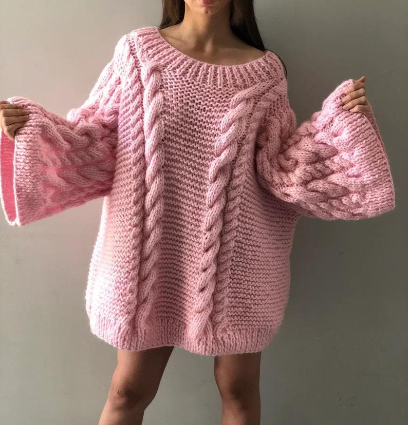 Oversized Mohair-Wool Sweater Dress - Hand-Knitted Cozy Pullover For Women von ConfidentOneOfficial