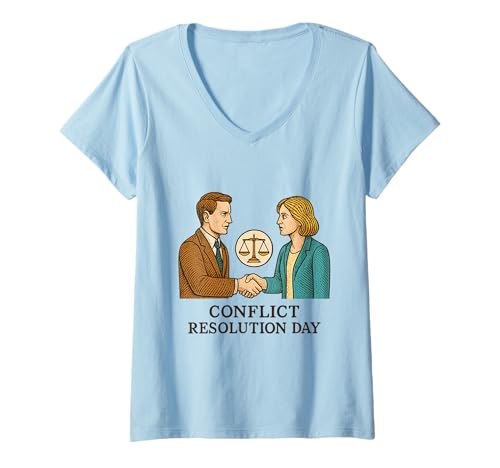 Damen Tag der Konfliktlösung T-Shirt mit V-Ausschnitt Damen Tag der Konfliktlösung T-Shirt mit V-Ausschnitt von Conflict Resolution Day Store