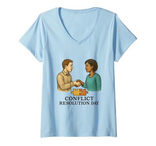 Damen Tag der Konfliktlösung im Oktober T-Shirt mit V-Ausschnitt Damen Tag der Konfliktlösung im Oktober T-Shirt mit V-Ausschnitt von Conflict Resolution Day Store