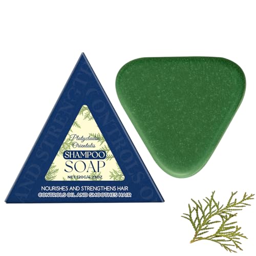Nature Triangleted Shampoo Bar Haarseife, Platycladus Orientalis Shampoo-Seife, Sanft zu Haar und Kopfhaut für Frauen und Männer, Stärkt und glättet das Haar (1PCS) von CongRong