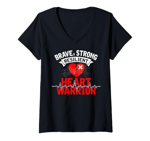 Damen Brave Congenital Heart Defect Warrior CHD Awareness T-Shirt mit V-Ausschnitt Damen Brave Congenital Heart Defect Warrior CHD Awareness T-Shirt mit V-Ausschnitt von Congenital Heart Defect CHD Awareness Apparel Co.