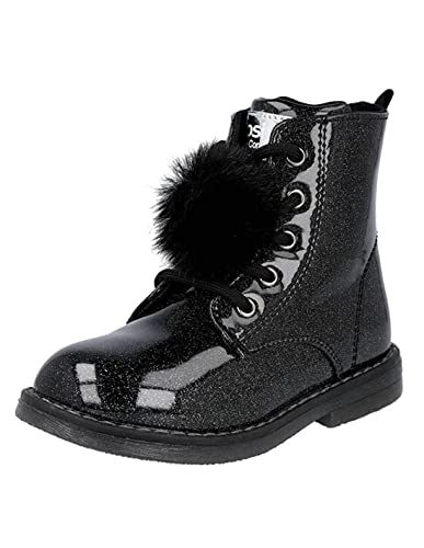 Conguitos Baby-Mädchen Lackleder, Glitzer, Schwarz Bootsschuh, 22 EU von Conguitos