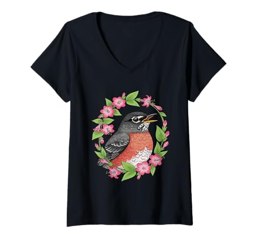 Damen Charmanter Connecticut Vogel mit Mirabilis T-Shirt mit V-Ausschnitt Damen Charmanter Connecticut Vogel mit Mirabilis T-Shirt mit V-Ausschnitt von Connecticut Territory Symbols Gifts & Tees taiche