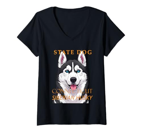 Damen Connecticut-Territoriumshund T-Shirt mit V-Ausschnitt Damen Connecticut-Territoriumshund T-Shirt mit V-Ausschnitt von Connecticut Territory Symbols Gifts & Tees taiche