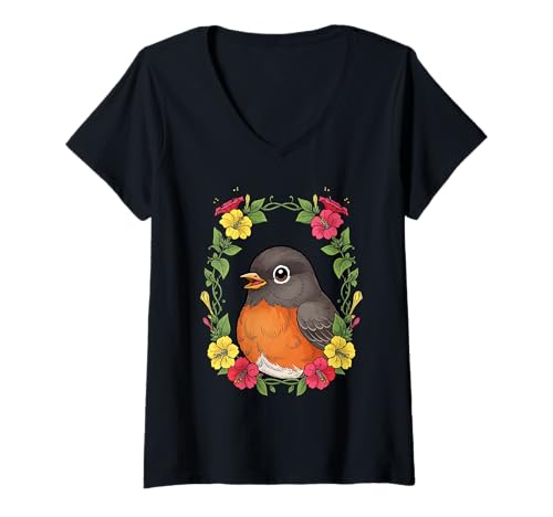 Damen Entzückender Connecticut Vogel mit Mirabilis T-Shirt mit V-Ausschnitt Damen Entzückender Connecticut Vogel mit Mirabilis T-Shirt mit V-Ausschnitt von Connecticut Territory Symbols Gifts & Tees taiche
