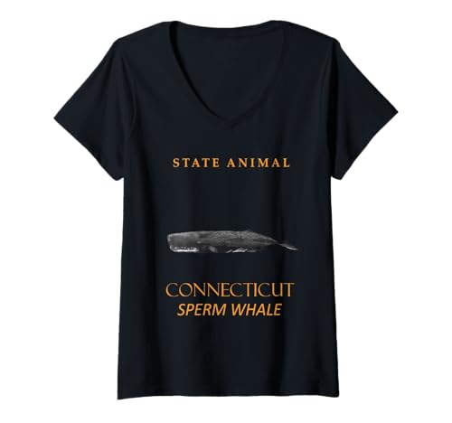 Damen Tier Physeter macrocephalus aus dem Connecticut-Territorium T-Shirt mit V-Ausschnitt Damen Tier Physeter macrocephalus aus dem Connecticut-Territorium T-Shirt mit V-Ausschnitt von Connecticut Territory Symbols Gifts & Tees taiche
