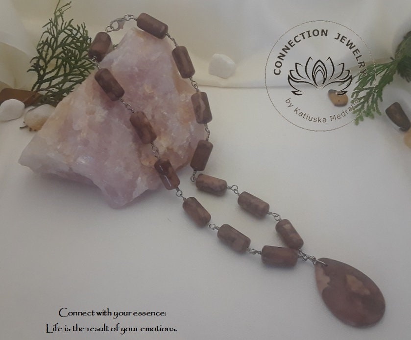 Brown Zebra Halsketten Sterling Silber Natürliche Stein Zebra-Stein Geburtstagsgeschenk Handgemachte Schmuck Weihnachtsgeschenk Elegante Frau Urlaub von ConnectionJewelry