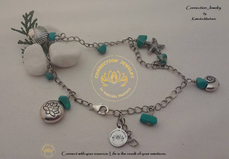 Fußkettchen Für Frauen Echter Türkis Und Sterling Silber Handgemachtes Ankle Armband Fuß Schmuck Boho Geschenk Mama von ConnectionJewelry