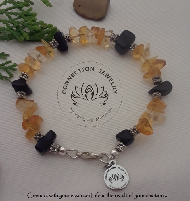 Schutz Armband Citrin Obsidian Edelstein Chakra Ausgleich Handmade Sterling Silber Weihnachten Urlaub Elegante Power Anziehung von ConnectionJewelry
